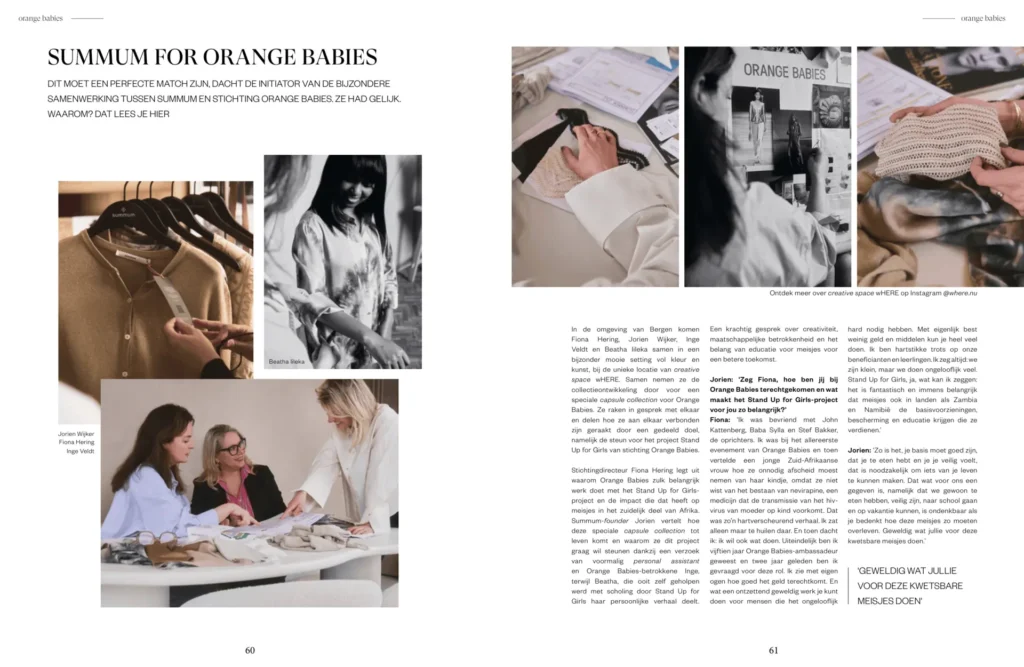 wHERE in Summum Magazine 4 Samenwerking wHERE Summum Woman Orange Babies 2 2